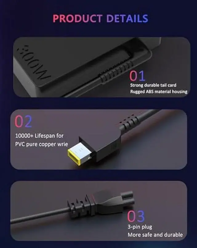 Alt view image 5 of 7 - 230W Charger for Lenovo Legion