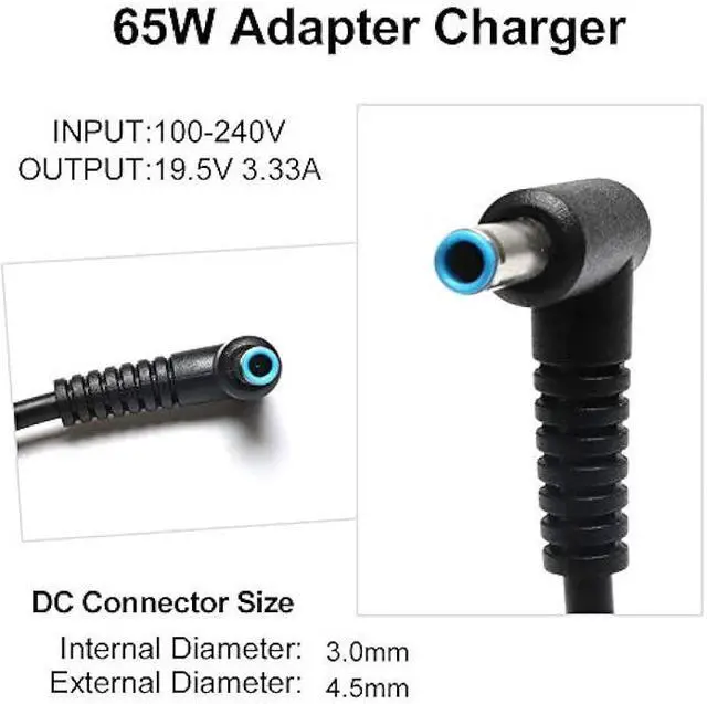 Alt view image 2 of 7 - 65W Laptop Charger Compatible for HP ProBook 640 G2 650 G2 430 G3 440 G3 450 G3 455 g3 470 g3 450 g6 EliteBook 820 830 840 850 G6 G3 G4 G5 G7 725 745 755 G3 G4 G5 G6 Adapter Power Cord