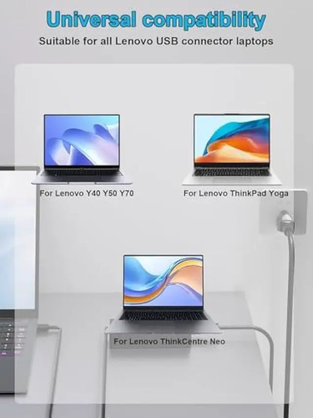 Alt view image 3 of 7 - 135W AC Charger Fit for Lenovo Ideapad Gaming 3 Y700 700 S740 L340 Creator 5 7 ideapad 5 Pro Yoga Slim 7 Pro C940 Y70 Y50 Y40 Yoga 9-15IMH5 Legion Y520 ThinkPad T15p P16v ThinkBook 15P Laptop