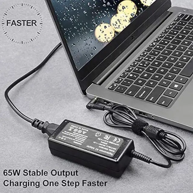 Alt view image 7 of 7 - 65W 45W Round Blue Tip Charger Compatible for Old HP Chromebook Laptop 11 14 G3 G4 X360, Pavilion x360 14 15 17, Envy 13 15 X360 ProBook Stream Spectre Power Supply Cord