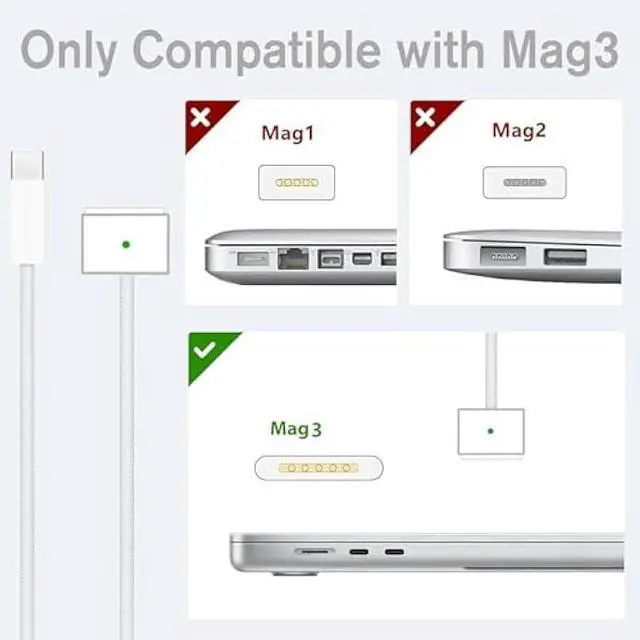 Alt view image 2 of 7 - Charger for Mac Book Pro 14 16 inch Mac Book Air 13 15 inch M4 M3 M2 M1 2025 2024 2023 2022 2021 as Original 70W Power Adapter Quality with 6.6ft USBC to mag 3 Cable