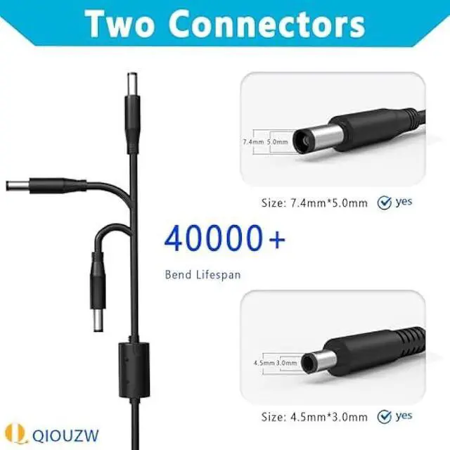 Alt view image 2 of 7 - 130W 19.5V 6.7A 7.4mm Tip AC Adapter Laptop Charger Compatible with Dell Inspiron 15 7559 N7110 N5110 Precision M20 M60 M70 M90,Dell XPS 15 L502X 17 L702X,PA-4E DA130PE1-00 JU012 Power Supply Cord
