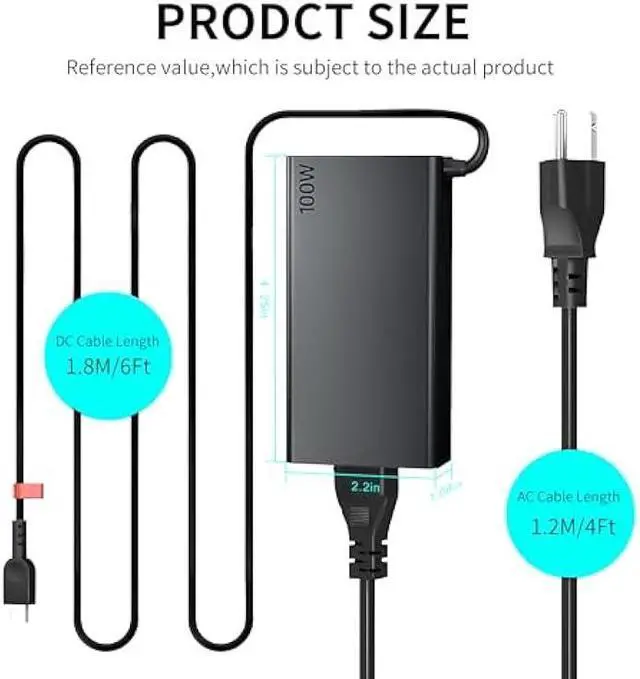 Alt view image 6 of 6 - New Slim 100W USB C Laptop Charger Compatible with Lenovo Thinkpad/ThinkBook/Yoga/ldeapad ADL100YLC3A,ADL100YDC3A Computer Type C Fast Charging Power Cord Ac Adapter