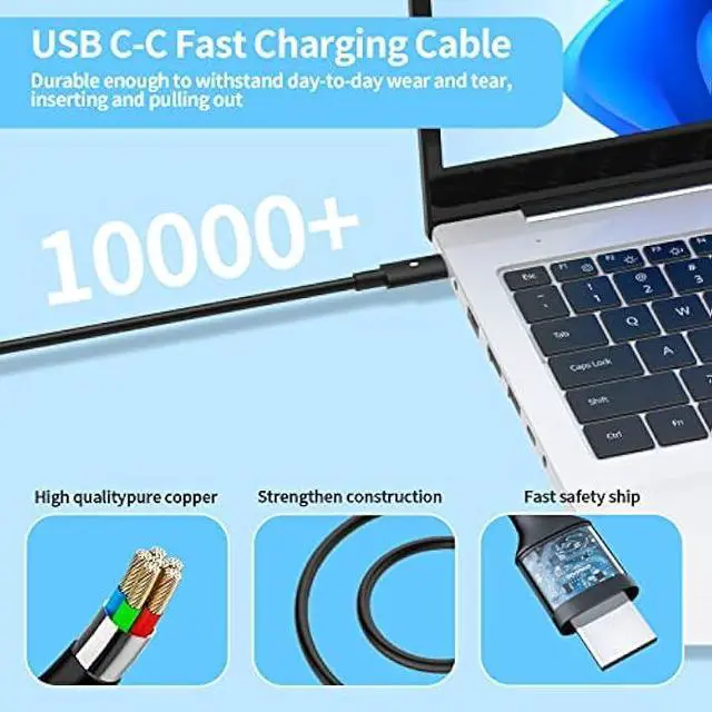 Alt view image 2 of 7 - 65W USB-C Laptop Charger Compatible with Dell XPS Latitude 5000 Series Laptop Cord