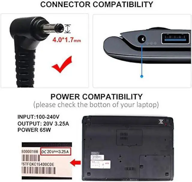Alt view image 2 of 7 - Charger Compatible for Lenovo IdeaPad 3 3-14 3-15 3-17 5 1, Flex 4 5 6 1470 1480, IdeaPad V14 V15 V17 G2 G3 G4, 110 110s 310 330 330s 520 530s 710s L340 S145 S340 S540 Adapter Power Supply