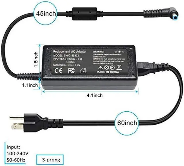 Alt view image 4 of 7 - 65W Laptop Charger Compatible for HP ProBook 640 G2 650 G2 430 G3 440 G3 450 G3 455 g3 470 g3 450 g6 EliteBook 820 830 840 850 G6 G3 G4 G5 G7 725 745 755 G3 G4 G5 G6 Adapter Power Cord