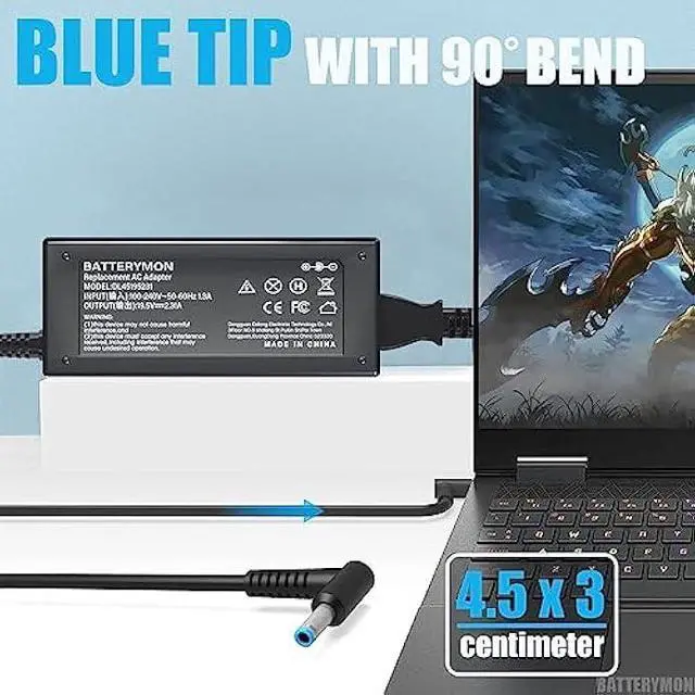 Alt view image 3 of 5 - 45W 19.5V 2.31A Power Cord Compatible with HP Pavilion 15-bs 15-bs234wm 15-bs033cl 15-bs234wm 15-bs134wm 15-bs070wm 15-bs212wm 15-bs289wm 15-bs168cl 15-bso12ds 15-bs113dx 15-bs062st 15-bs038cl Laptop