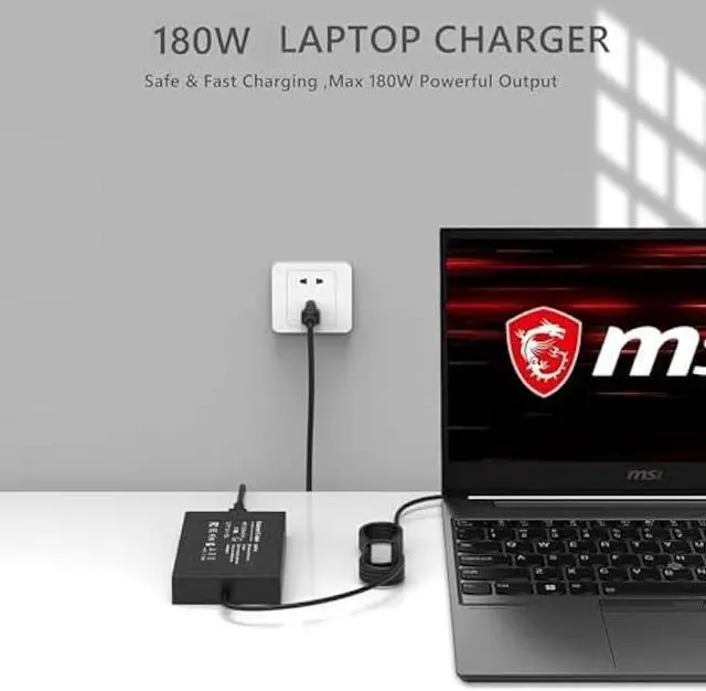 Alt view image 5 of 7 - 180W Laptop Charger Compatible with MSI Thin GF63 GF65 Katana GF76 GF66 Pulse GL66 GL76 GL63 WF66 WF76 GV15 Thin A17-180P4B A18-150P1A 957-15621P-104 Power Adapter