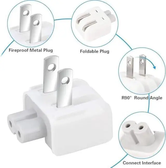 Alt view image 2 of 5 - Mac Wall Adapter Plug Duckhead US Charger Cord Standard Duck Head for MacBook, iBook, iPhone, iPod Power Adapter Brick (2 PCs)