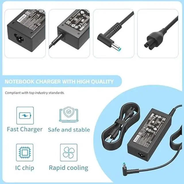 Alt view image 5 of 5 - 45W 19.5V 2.31A TPN-LA15 Charger Fit for HP Notebook Stream 11 13 14 Pavilion Envy X360 TPN-CA14 r-41013153 L25296-001 L25296-002 L25296-003 741727-001 213349-109 Smart Blue tip Laptop Power Adapter