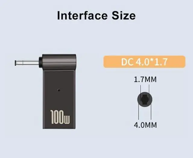 Alt view image 3 of 7 - USB C to Laptop Charger Converter, Type C to DC for Lenovo 20V 3.25A 65W with 4.0mm/1.7mm Plug, 100W PD, Charging Connector for (4.0 x 1.7mm for Dell or Lenovo)
