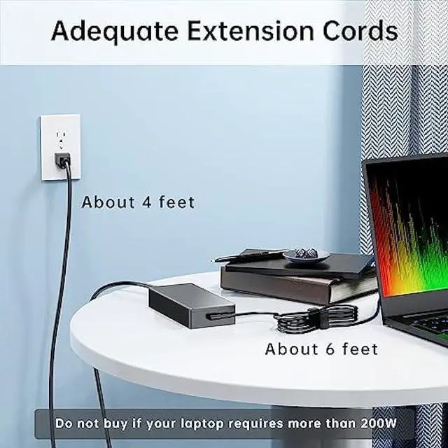 Alt view image 3 of 5 - 200W Charger Fit for Asus Rog Zephyrus G15 GA503Q, G14 GA401, Tuf Dash F15 FX516 FX517 A15 F15 F17 A17, Strix G15 G17 G513 G713, Studio 17 PX713 Zenbook Pro 16X 14 ADP-200JB D Power Supply