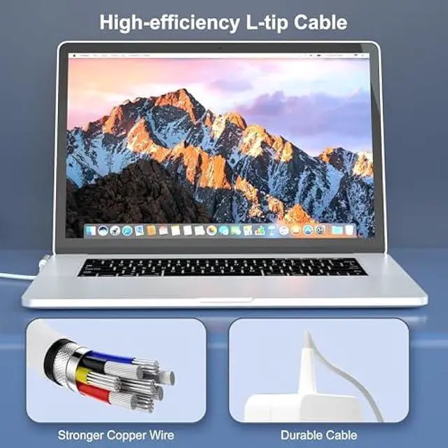 Alt view image 5 of 6 - Compatible with Mac Book Pro Charger, 85W 60W Power Adapter L-Tip for MacBook Pro 13 15 17 Inch Before Mid 2012, 6.6FT Cable