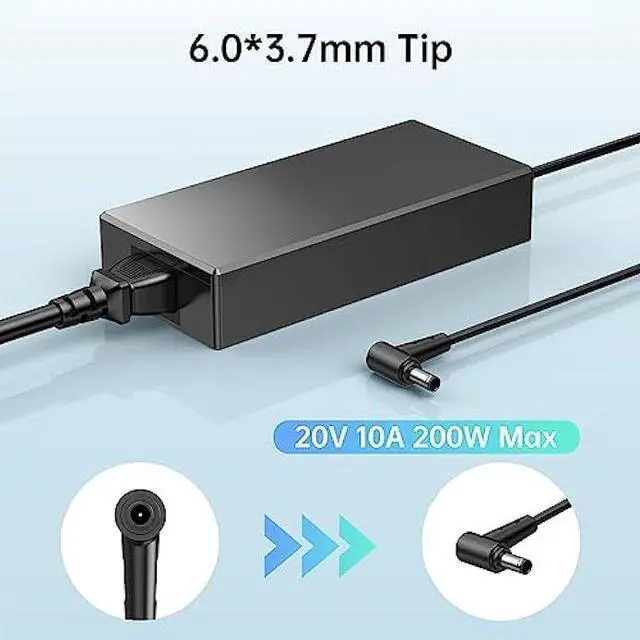 Alt view image 2 of 5 - 200W Charger Fit for Asus Rog Zephyrus G15 GA503Q, G14 GA401, Tuf Dash F15 FX516 FX517 A15 F15 F17 A17, Strix G15 G17 G513 G713, Studio 17 PX713 Zenbook Pro 16X 14 ADP-200JB D Power Supply