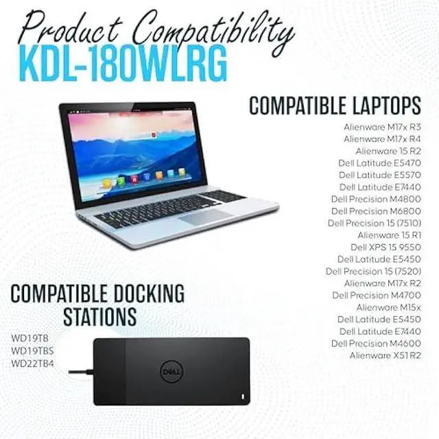 Alt view image 3 of 6 - Laptop Charger 180W (UL Safety Certified) 19.5V 12.3A Power Supply Fit for Dell Alienware M17 R1 R2 R3 R4 R5 M17X R2 R3 M18X Area-51m R2 G5 G7 Gaming Laptop Power Cord AC Adapter (KDL-180WLRG)