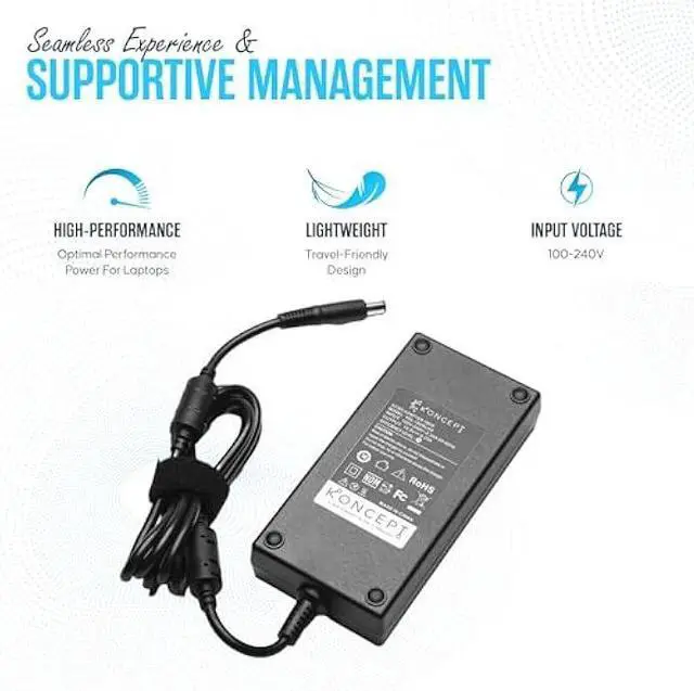 Alt view image 6 of 6 - Laptop Charger 180W (UL Safety Certified) 19.5V 12.3A Power Supply Fit for Dell Alienware M17 R1 R2 R3 R4 R5 M17X R2 R3 M18X Area-51m R2 G5 G7 Gaming Laptop Power Cord AC Adapter (KDL-180WLRG)