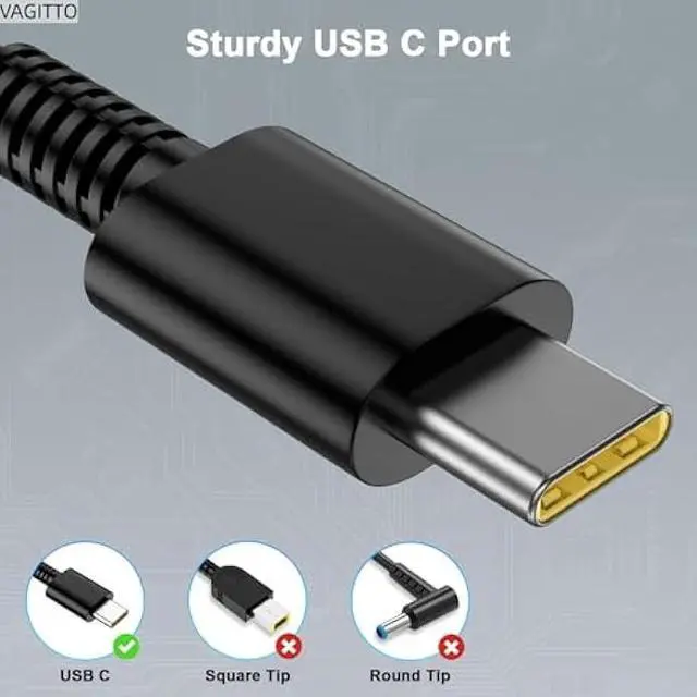 Alt view image 2 of 7 - 65W USB C Laptop Charger Compatible with Lenovo ThinkPad T14 T15 T16 T480 T490, X1 Yoga/Carbon, Chromebook C330 S330 100e 300e 500e, Yoga 7i 9i, 45W Type C Power Adapter ADLX65YDC2A