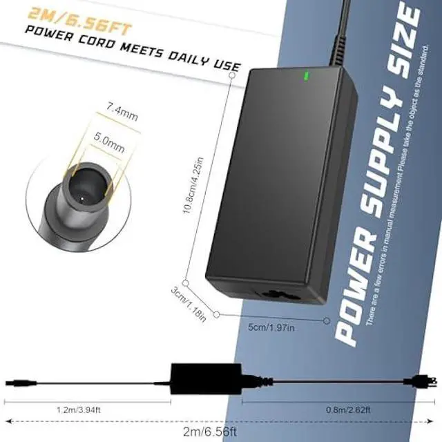 Alt view image 5 of 6 - 90W 65W 19.5V AC Adapter Charger for Dell Latitude 2100 P02T001 ATG D620 PP18L D630 E6400 PP27L E6410 PP27LA001 D531 PP04X E4300 E6400 E5500 E6500 E4200 XFR 8740w