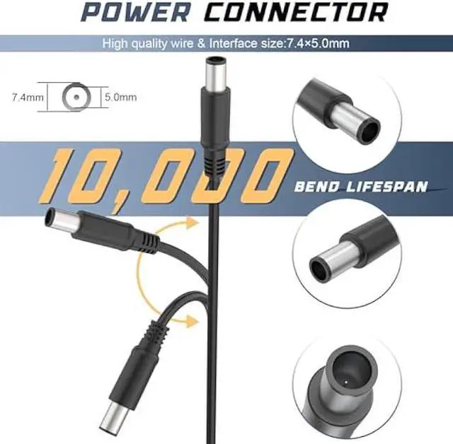 Alt view image 2 of 6 - 90W 65W 19.5V AC Adapter Charger for Dell Latitude 2100 P02T001 ATG D620 PP18L D630 E6400 PP27L E6410 PP27LA001 D531 PP04X E4300 E6400 E5500 E6500 E4200 XFR 8740w