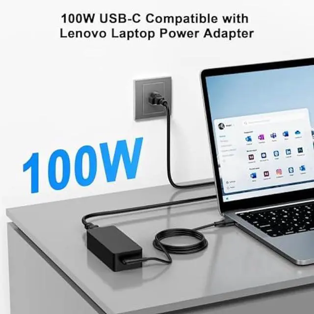 Alt view image 3 of 7 - Ryaobwu100W USB C Laptop Charger Compatible with Lenovo ThinkPad, Chromebook, for HP, for Dell, for Acer, for Asus ROG and Other USB-C Devices Universal Type-C Power Adapter