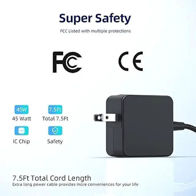 Alt view image 6 of 7 - 45W AC Charger Replacement Fit for Samsung Galaxy Chromebook XE930QCA XE931QCA, Galaxy Chromebook 2 XE530QDA 15.613.3, Galaxy Chromebook Go 14 XE345XDA-MA1TM Laptop Adapter Power Supply Cord