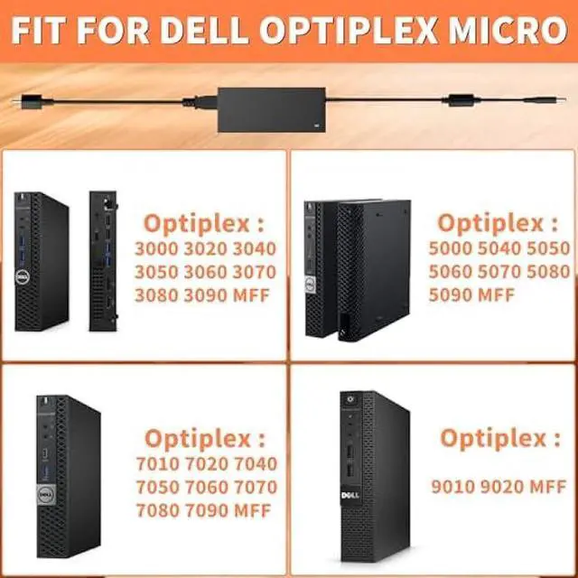 Alt view image 2 of 7 - 90W AC Adapter for Dell Optiplex 7050 7020 3060 5060 7040 7060 7010 3050 5070 7070 7080 Micro Form Factor MFF Mini PC Business Desktop Computer Charger