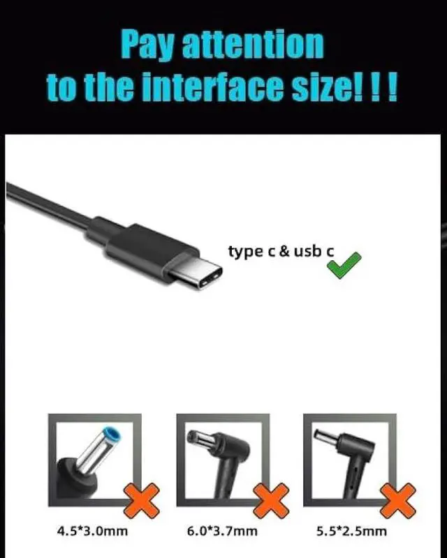 Alt view image 3 of 5 - 65W USB C Charger Compatible with Lenovo-IdeaPad Yoga Slim/Flex/Duet/Pro/Book 3 5 6 7 9 7i 9i 2-in-1 ideapad Yoga 720 730 S730 C740 910 920 C930 C940 S940 C630 S540 720S 730S S940 Laptop
