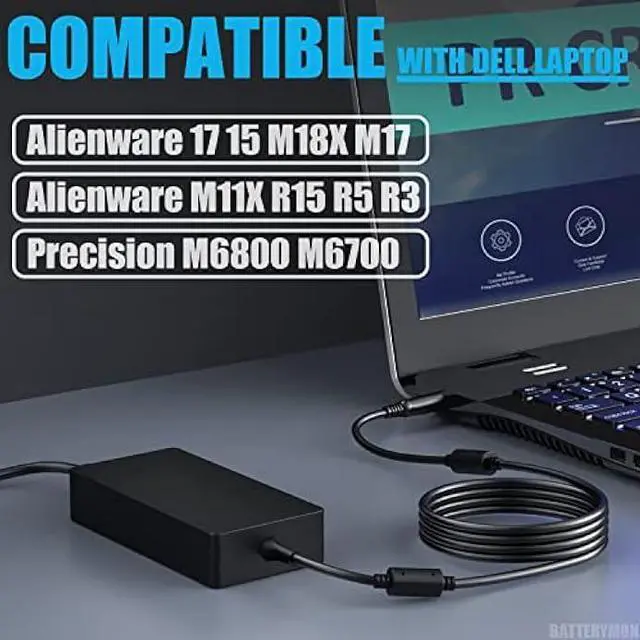Alt view image 2 of 5 - 240W Power Adapter Compatible with Dell Alienware M15 R2 R3 R4 R6 R7 Alienware 15 17 M17 M11X M14X M17X M18X X15 Area-51m PA-9E, G15 G7 G5 G3 Gaming Laptop Charger with LED Indicator 7.4mm Tip