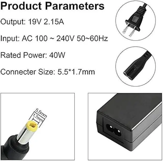 Alt view image 6 of 7 - Laptop Ac Adapter Charger Power Supply for Acer Aspire One 722 725 756 522 533 532h AOA150 AO756 D270 D257 D255 D250 D260 D150 A110 AOD257 V5 V5-121 V5-122p V5-123 V5-131