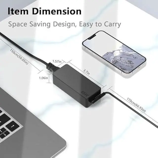 Alt view image 5 of 7 - 65W 45W USB-C Laptop Charger Compatible with Lenovo X1 Carbon, ThinkPad T480/T490/T14/T14s, Yoga C740, IdeaPad Flex 5/E15, and ADLX65 Series (20V 3.25A)
