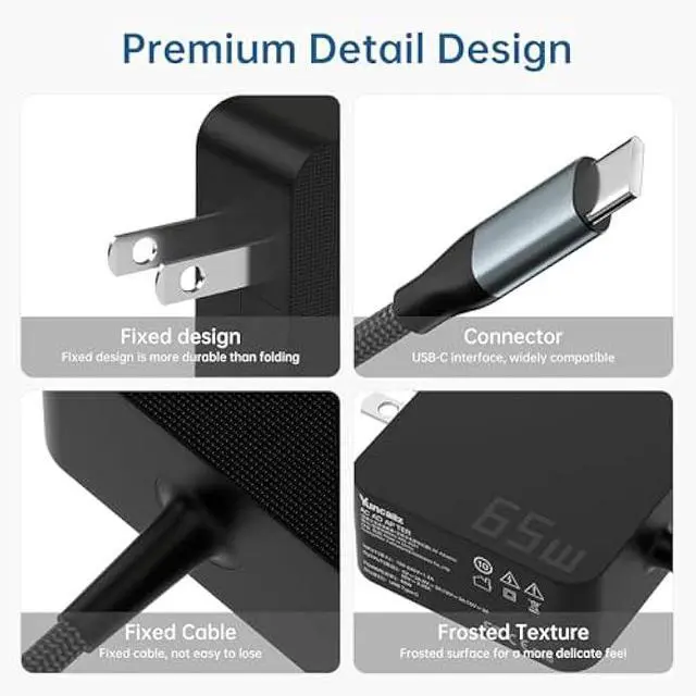 Alt view image 3 of 6 - 65W USB C Laptop Charger | Fast Charging USB-C Power Adapter Compatible with Lenovo, ASUS, Samsung Galaxy Type C Fast Charger with PD Technology | Ideal Computer Charger for Home, Office & Travel
