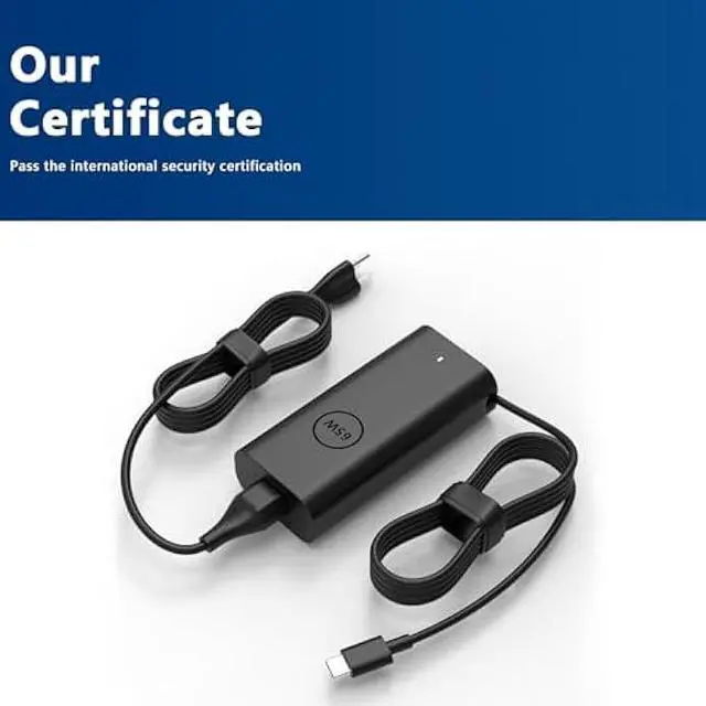 Alt view image 2 of 7 - 2025 AI PC Adapter Compatible with Dell Latitude Charger 5550 5450 5530 5350 7650 7530 7450 7455 7455 65W USB C Business Premium AI Laptop Power Adapter