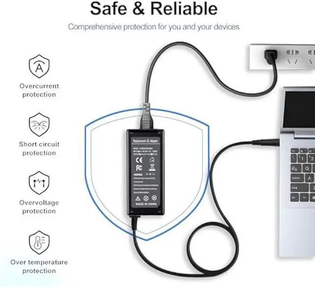 Alt view image 4 of 5 - 65W AC Adapter Compatible with Dell Chromebook 11 3180 3189 3120 Inspiron 15 3542 3521 N5050 Latitude 3190 3189 E7250 E5430 E5470 E7440 E7450 7480 PA-12 LA65NS2-01 Power Adapter Supply Cord