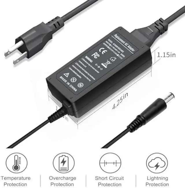 Alt view image 5 of 5 - 65W AC Adapter Compatible with Dell Chromebook 11 3180 3189 3120 Inspiron 15 3542 3521 N5050 Latitude 3190 3189 E7250 E5430 E5470 E7440 E7450 7480 PA-12 LA65NS2-01 Power Adapter Supply Cord