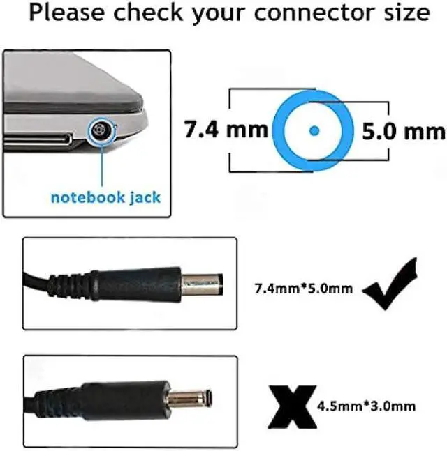 Alt view image 3 of 5 - 65W AC Adapter Compatible with Dell Chromebook 11 3180 3189 3120 Inspiron 15 3542 3521 N5050 Latitude 3190 3189 E7250 E5430 E5470 E7440 E7450 7480 PA-12 LA65NS2-01 Power Adapter Supply Cord