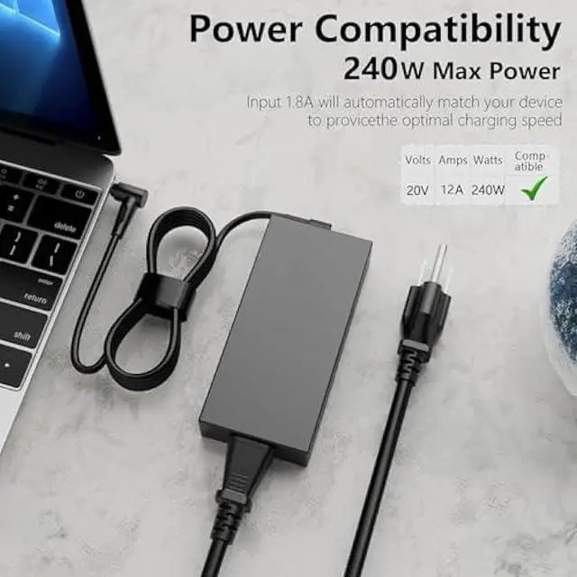 Alt view image 6 of 7 - 240W Charger for ASUS Zephyrus G14 M16 G15 G16 S17 Duo 15 S ROG Strix Scar 15 17 G15 G17 ProArt StudioBook 15 16 17 TUF Gaming F17 F16 F15 A17 A15 GA402 GU603 Gaming Laptop