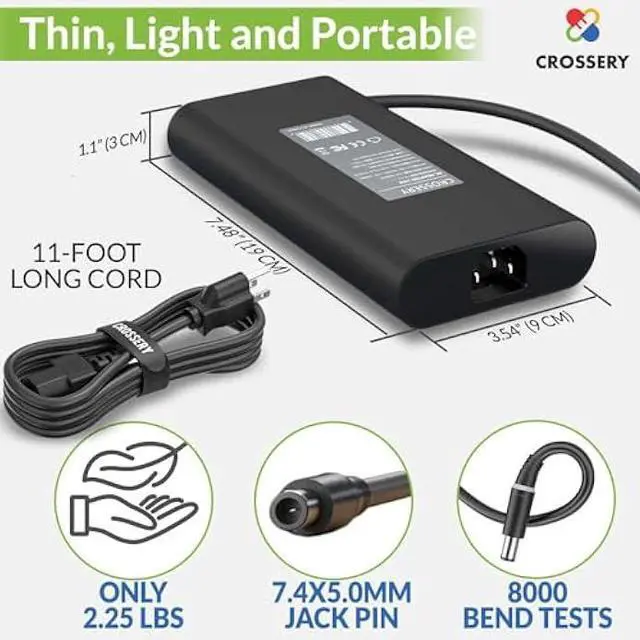 Alt view image 4 of 6 - New Slim 240W Laptop Charger for Dell - 240 Watt Dell Laptop Charger Fit for G3 G5 G7 G15 & Alienware M15 M17 M17x x51 - AC Adapter Power Supply Cord Replacement for Alienware 17 15 13 R1-R5