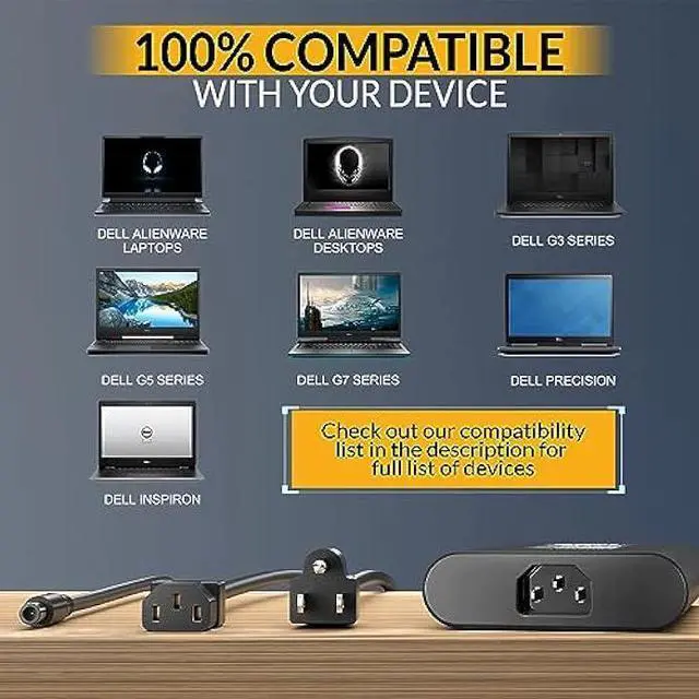 Alt view image 6 of 6 - New Slim 240W Laptop Charger for Dell - 240 Watt Dell Laptop Charger Fit for G3 G5 G7 G15 & Alienware M15 M17 M17x x51 - AC Adapter Power Supply Cord Replacement for Alienware 17 15 13 R1-R5