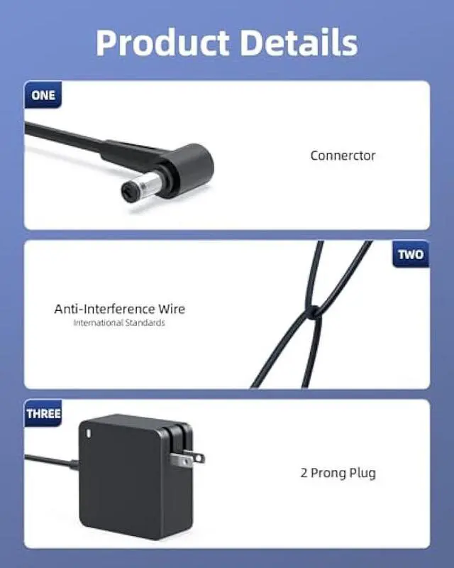 Alt view image 4 of 7 - UL Listed AC Adapter Charger Fit for Intel nuc FSP065-10AABA NUC8CCHKR NUC8CCHB NUC7i3DN NUC7i5DN NUC7i7DN NUC7i3BN NUC7i5BN NUC7i7BN (Only Fit for 65W) Laptop Power Supply Cord