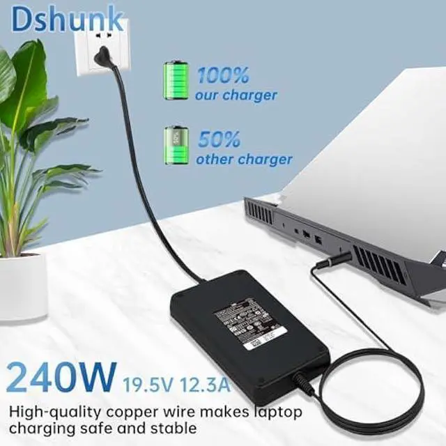 Alt view image 6 of 6 - 240W Gaming Laptop Charger Fit for Alienware 15 17 M15 M16 M17 M18X X51 R2 R3 R4 R5 R7 G3 G5 G7 15 5530 5535 5520 Fit for Precision M6800 M6700 M6400 J211H AC Adapter Power Supply