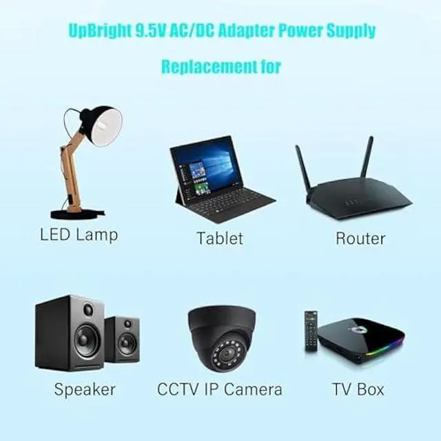 Alt view image 2 of 6 - UpBright 9.5V AC/DC Adapter Compatible with Casio Casiotone CT-S200 CT-S300 CT-S100 CT-X800 CT-S200BK CT-X700 LK-S250 61-Key Keyboard Piano AD-E95100L ADE95100L LAD-6A LAD-6 9.5VDC 1A Power Supply PSU