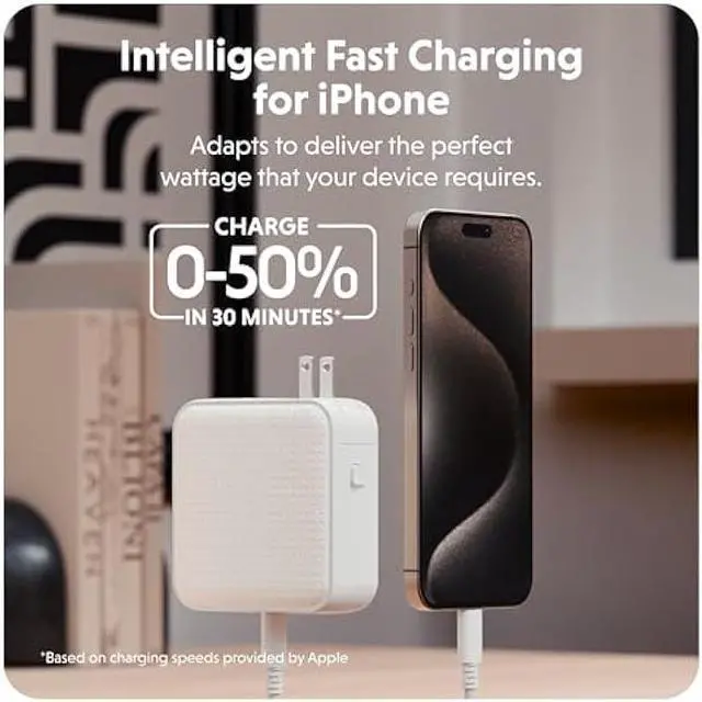 Alt view image 3 of 5 - Hyper Juice 100W USB C Charger Block Portable Charger - Quad-Port GaN Charger for iPhone, iPad, MacBook, Smartphone, & Laptop - Compact Type C Charger Fast Charging Phone Charger for 4 Devices (White)