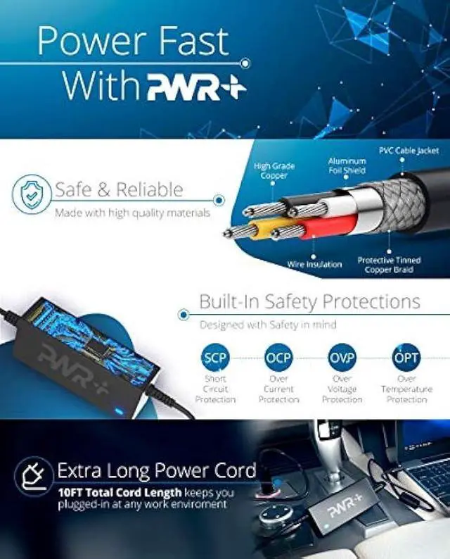 Alt view image 2 of 5 - USB-C CAR Charger for Lenovo ThinkPad E16 G2 Yoga 7i 9i AI IdeaPad 5X Flex, Dell Latitude 3550 5440 5550 7440 7450, ASUS ROG Ally Flow, MacBook Pro Air iPad - UL Safety, Long Power Cord, Fast Charge