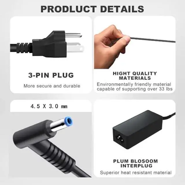 Alt view image 3 of 7 - 120W Charger Compatible for USB-C Dock G5 Power Cord L41856-001 for HP Dock G5 5TW10UT 5TW10AA 5TW10AA#ABB 5TW10UT#ABA USB-C/A Universal Dock G2 5TW13AA HP Docking Station 19.5V 6.15A AC