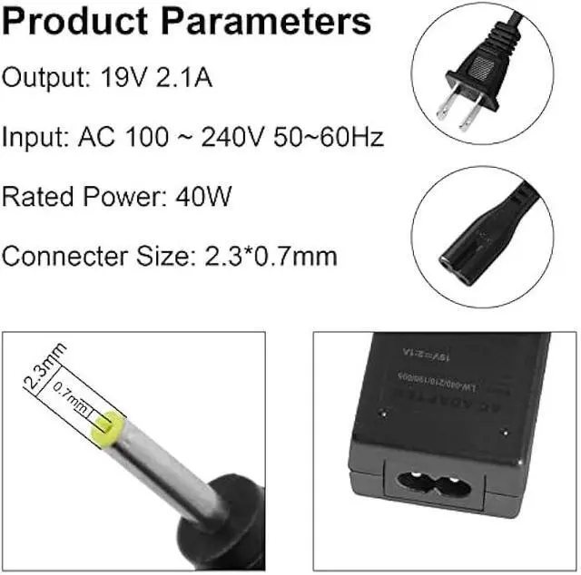 Alt view image 4 of 6 - AC Doctor INC 19V 2.1A AC Adapter Power Charger for Asus Eee PC 1005 1005HA 1005HA-A 1005HA-B 1005PR