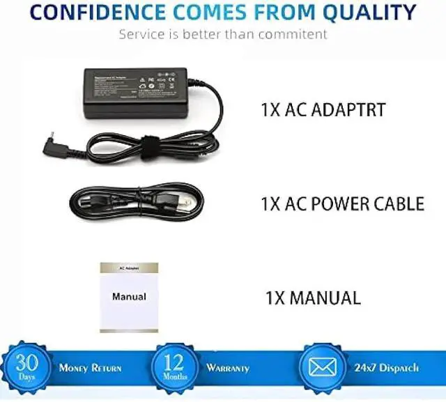 Alt view image 4 of 5 - 65W Laptop Charger Compatible with Acer Chromebook 11/13/14/15, R11/R13, N15Q Series, and PA-1650-80Compatible with Aspire S5 S7 R Series