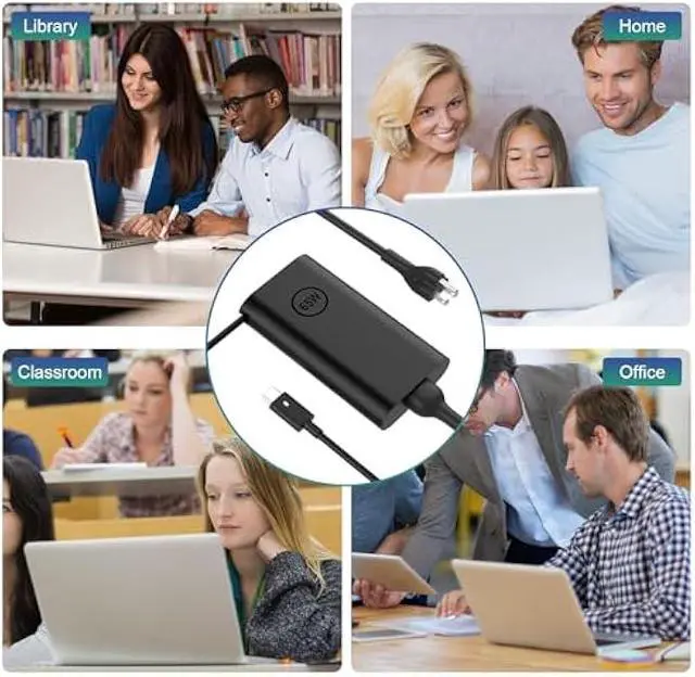 Alt view image 5 of 6 - Replacement for Dell 65W Laptop Charger USB C 45 Watt Slim Adapter - fit Latitude 5420 5540 5520 7420 5440, XPS 13 15, Chromebook 3100 - Fast Charging Type C Computer Long Power Cord