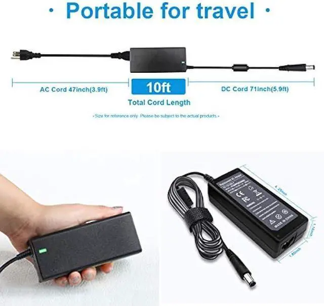 Alt view image 2 of 7 - 19.5V 3.34A 65W AC Adapter Charger Compatible with Dell inspiron 15R N5010 N5110 N7010 N4010 5521 5537 15 3520 3521 3531 3537 14 3421 5421 14R 5437 5421 17 3721 5748 17R 5737 5721 Power Supply Cord