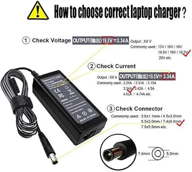 Alt view image 3 of 7 - 19.5V 3.34A 65W AC Adapter Charger Compatible with Dell inspiron 15R N5010 N5110 N7010 N4010 5521 5537 15 3520 3521 3531 3537 14 3421 5421 14R 5437 5421 17 3721 5748 17R 5737 5721 Power Supply Cord