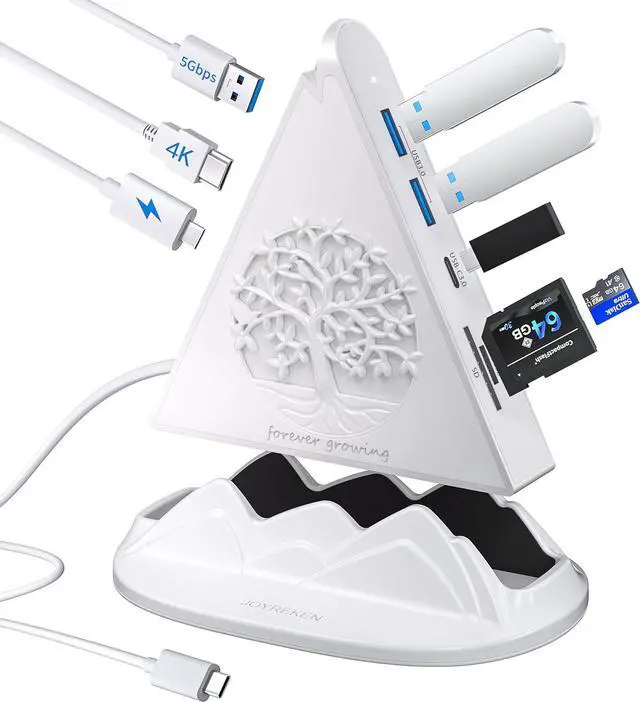 Main image of USB C Hub, White 8 in 1 USB C Hub Multiport Adapter with 4K HDMI, 100W Power Charging, 5Gbps Type C 3.0, 3xUSB A 3.0, SD/TF Reader& RGB Lighting, White Dcoking Station for MacBook Air, Laptops(Tree)